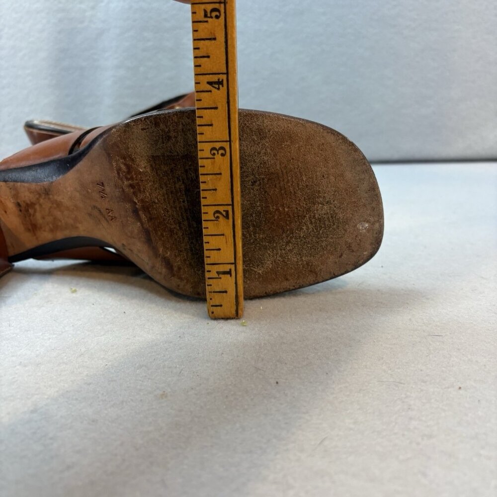 Cole Haan Slip On Sandal 7.5 AA Brown Leather Block Heel Open Toe‎ Style - Picture 7 of 9